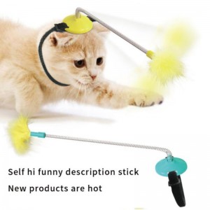 Factory direct supply of pet supplies, cat self-healing toy cat collar neck toy spring foot with tap to tease cat stick