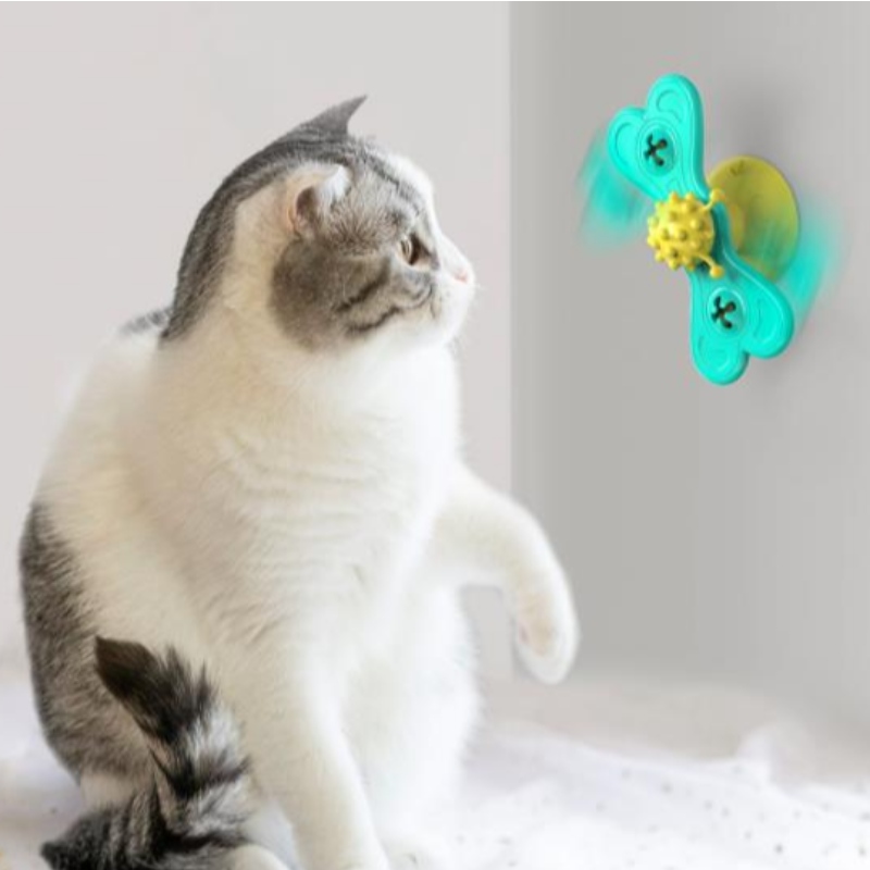 Cat Windmill Toy Funny Massage Rotatable Cat Toys With Catnip Ball Teeth Cleaning Pet Products